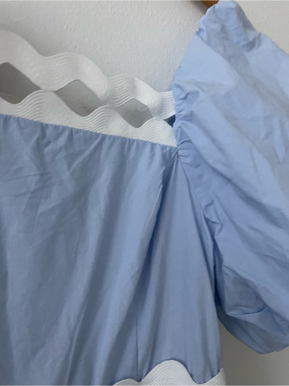 NWT English factory blue and white puff sleeve ricrac maxi dress - Picture 6 of 12